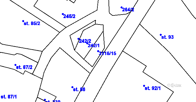 Parcela st. 3116/15 v KÚ Lukavec u Bílovce, Katastrální mapa