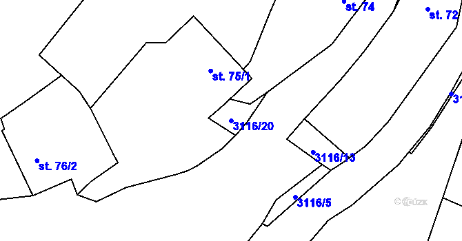 Parcela st. 3116/20 v KÚ Lukavec u Bílovce, Katastrální mapa