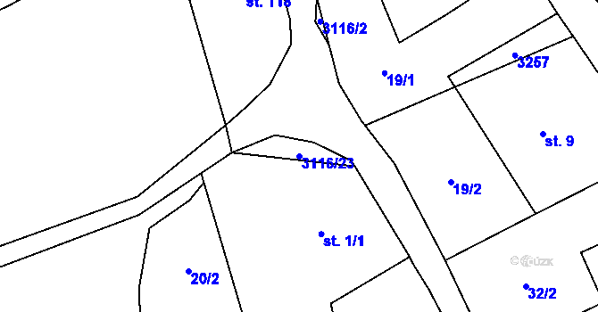 Parcela st. 3116/23 v KÚ Lukavec u Bílovce, Katastrální mapa