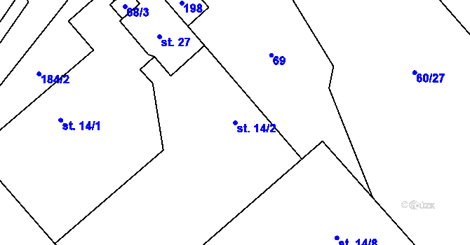 Parcela st. 14/2 v KÚ Černín u Lukavce, Katastrální mapa