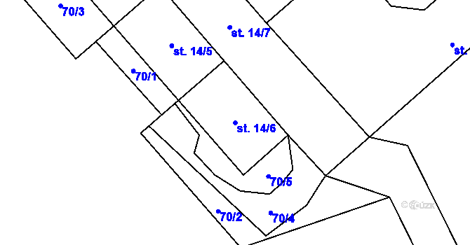 Parcela st. 14/6 v KÚ Černín u Lukavce, Katastrální mapa