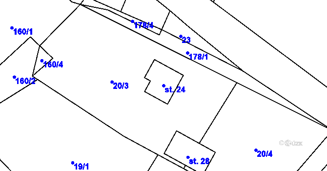 Parcela st. 24 v KÚ Černín u Lukavce, Katastrální mapa