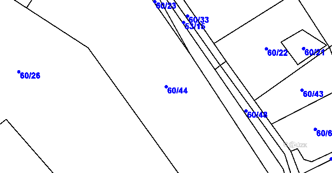 Parcela st. 60/44 v KÚ Černín u Lukavce, Katastrální mapa