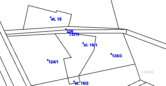 Parcela st. 16/1 v KÚ Lukavec u Hořic, Katastrální mapa