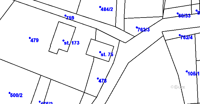 Parcela st. 75 v KÚ Lukavec u Hořic, Katastrální mapa