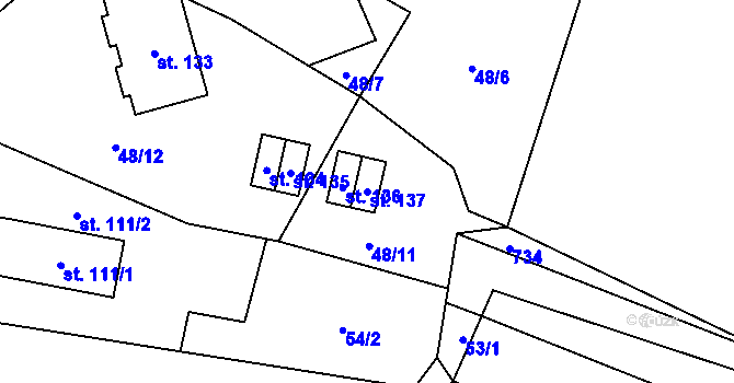 Parcela st. 137 v KÚ Lukavec u Hořic, Katastrální mapa