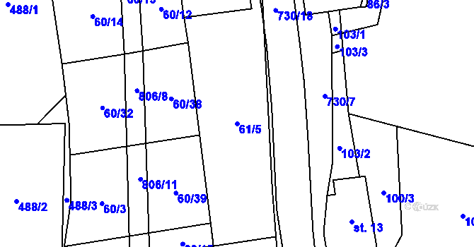 Parcela st. 61/5 v KÚ Lukavec u Hořic, Katastrální mapa