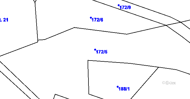 Parcela st. 172/5 v KÚ Lukavec u Hořic, Katastrální mapa