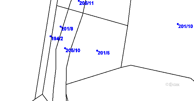 Parcela st. 201/5 v KÚ Lukavec u Hořic, Katastrální mapa