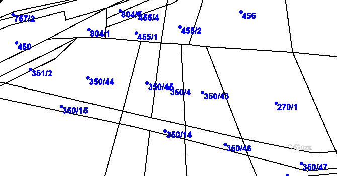 Parcela st. 350/4 v KÚ Lukavec u Hořic, Katastrální mapa
