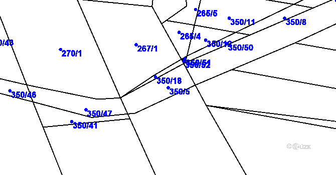 Parcela st. 350/5 v KÚ Lukavec u Hořic, Katastrální mapa