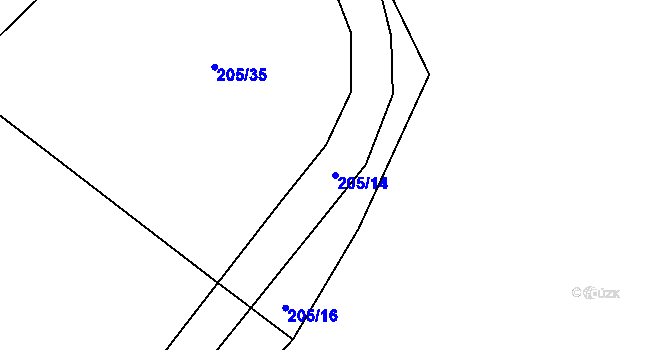 Parcela st. 205/14 v KÚ Lukavec u Hořic, Katastrální mapa