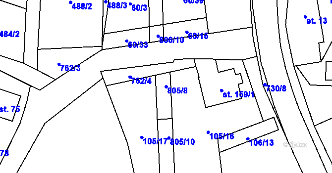Parcela st. 805/8 v KÚ Lukavec u Hořic, Katastrální mapa