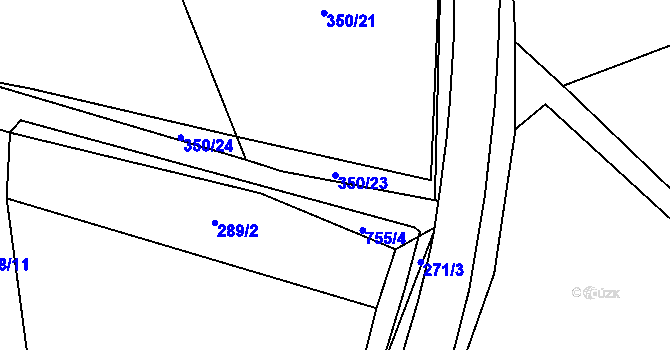 Parcela st. 350/23 v KÚ Lukavec u Hořic, Katastrální mapa
