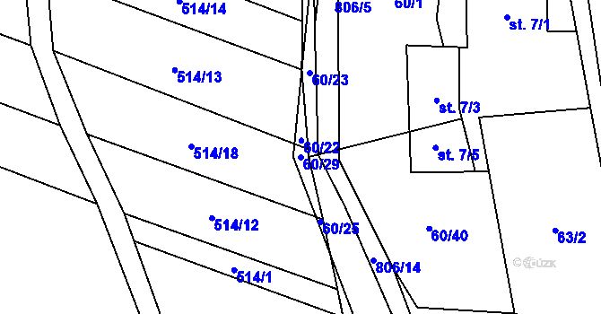 Parcela st. 60/29 v KÚ Lukavec u Hořic, Katastrální mapa