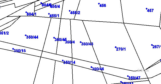 Parcela st. 350/43 v KÚ Lukavec u Hořic, Katastrální mapa