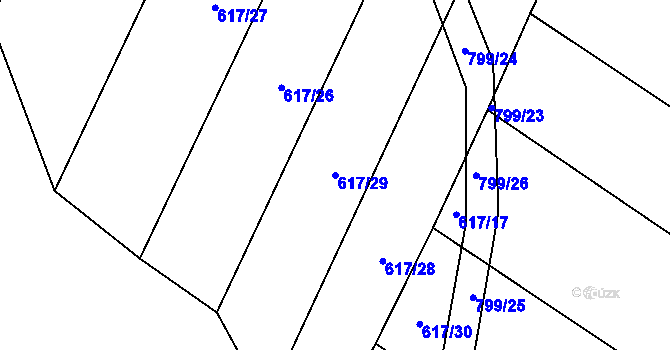 Parcela st. 617/29 v KÚ Lukavec u Hořic, Katastrální mapa