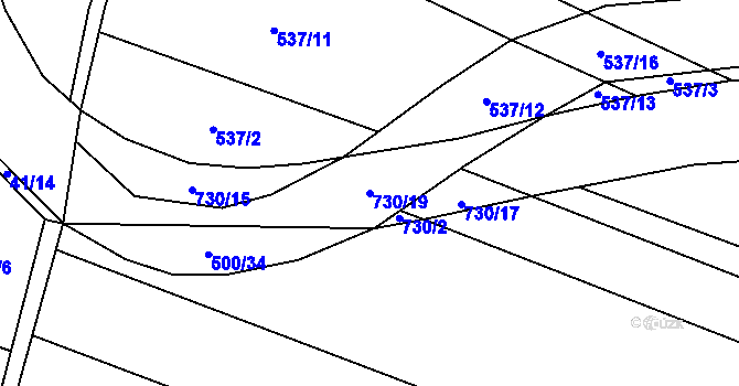 Parcela st. 730/19 v KÚ Lukavec u Hořic, Katastrální mapa
