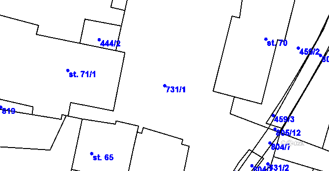 Parcela st. 731/1 v KÚ Lukavec u Hořic, Katastrální mapa