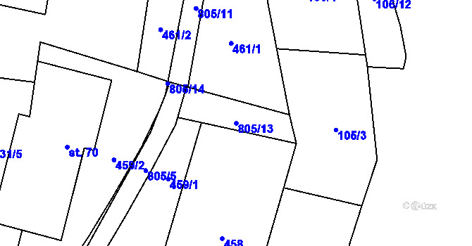 Parcela st. 805/13 v KÚ Lukavec u Hořic, Katastrální mapa