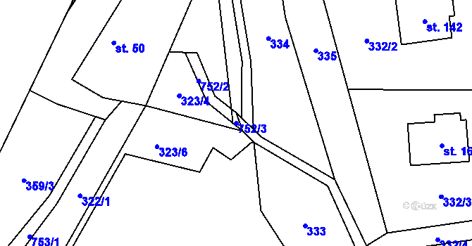 Parcela st. 752/3 v KÚ Lukavec u Hořic, Katastrální mapa