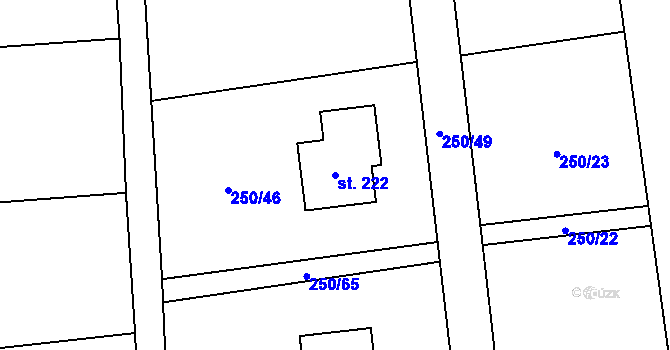 Parcela st. 222 v KÚ Lukavec u Hořic, Katastrální mapa