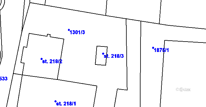 Parcela st. 218/3 v KÚ Lukavice u Rychnova nad Kněžnou, Katastrální mapa