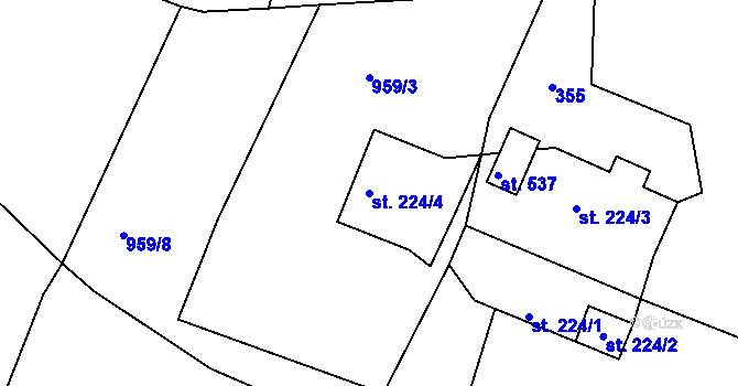 Parcela st. 224/4 v KÚ Lukavice v Čechách, Katastrální mapa