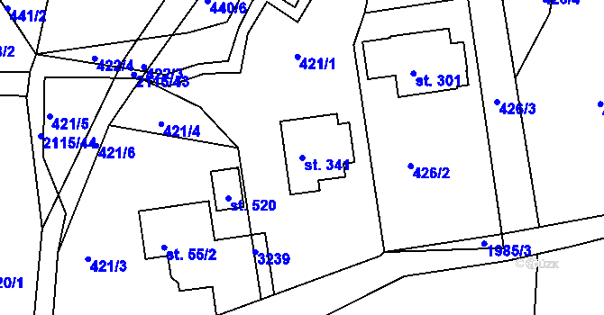 Parcela st. 341 v KÚ Lukavice v Čechách, Katastrální mapa