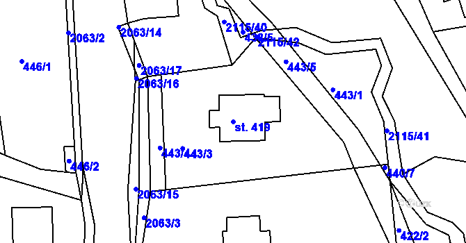 Parcela st. 419 v KÚ Lukavice v Čechách, Katastrální mapa