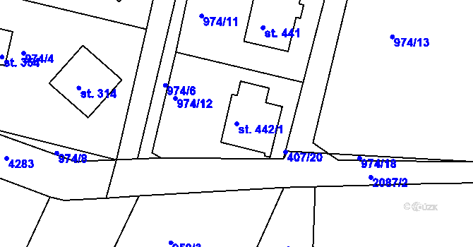 Parcela st. 442/1 v KÚ Lukavice v Čechách, Katastrální mapa