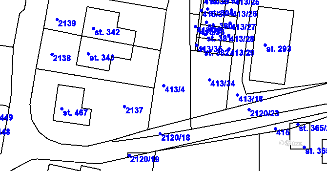 Parcela st. 413/4 v KÚ Lukavice v Čechách, Katastrální mapa