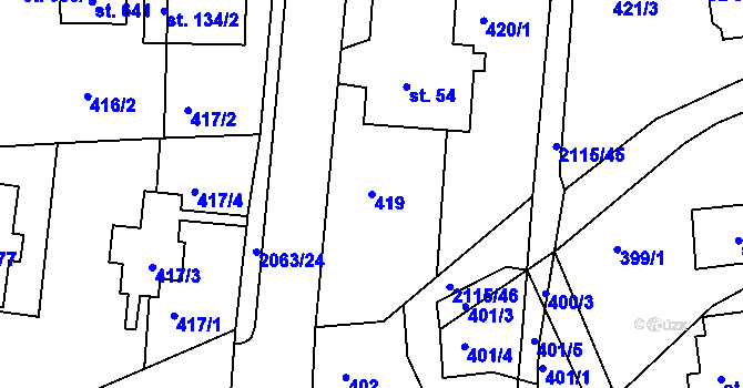 Parcela st. 419 v KÚ Lukavice v Čechách, Katastrální mapa