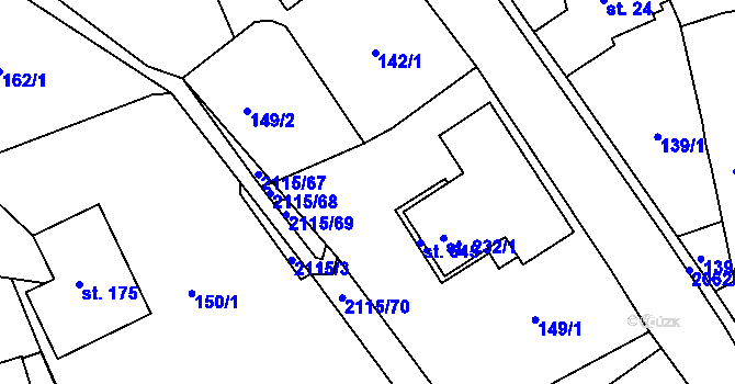 Parcela st. 2115/2 v KÚ Lukavice v Čechách, Katastrální mapa