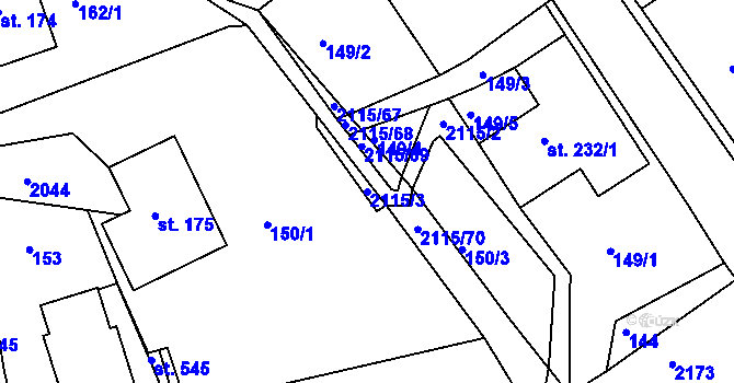 Parcela st. 2115/3 v KÚ Lukavice v Čechách, Katastrální mapa