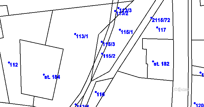 Parcela st. 115/2 v KÚ Lukavice v Čechách, Katastrální mapa