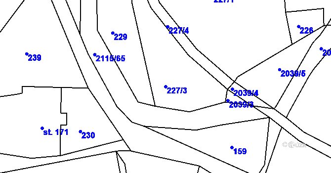 Parcela st. 227/3 v KÚ Lukavice v Čechách, Katastrální mapa