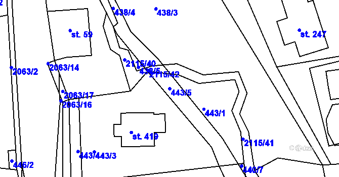 Parcela st. 443/5 v KÚ Lukavice v Čechách, Katastrální mapa
