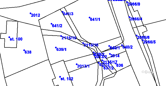 Parcela st. 2115/16 v KÚ Lukavice v Čechách, Katastrální mapa
