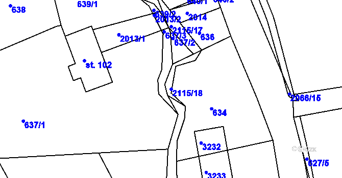 Parcela st. 2115/18 v KÚ Lukavice v Čechách, Katastrální mapa
