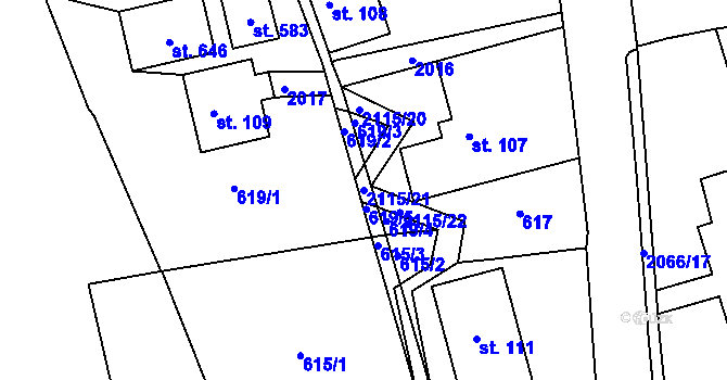 Parcela st. 2115/21 v KÚ Lukavice v Čechách, Katastrální mapa