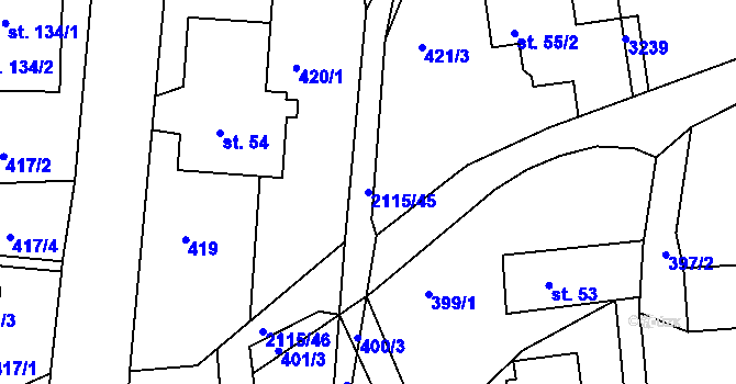 Parcela st. 2115/45 v KÚ Lukavice v Čechách, Katastrální mapa
