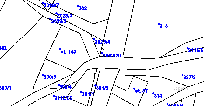 Parcela st. 2063/20 v KÚ Lukavice v Čechách, Katastrální mapa