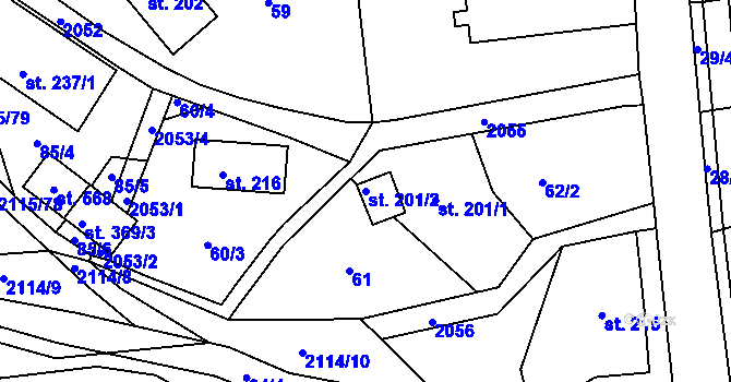 Parcela st. 201/2 v KÚ Lukavice v Čechách, Katastrální mapa