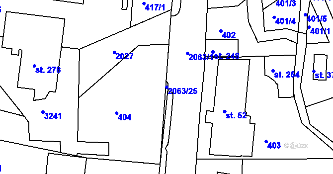 Parcela st. 2063/25 v KÚ Lukavice v Čechách, Katastrální mapa