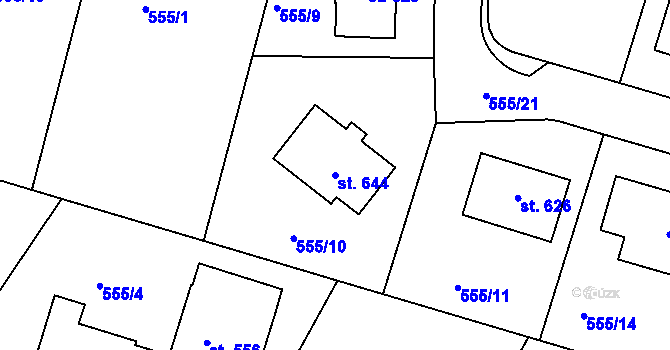 Parcela st. 644 v KÚ Lukavice v Čechách, Katastrální mapa