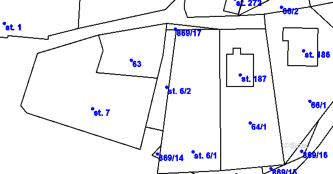 Parcela st. 6/2 v KÚ Lukavice na Moravě, Katastrální mapa