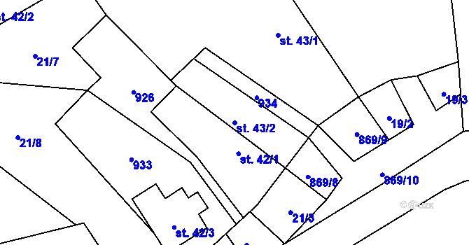 Parcela st. 43/2 v KÚ Lukavice na Moravě, Katastrální mapa