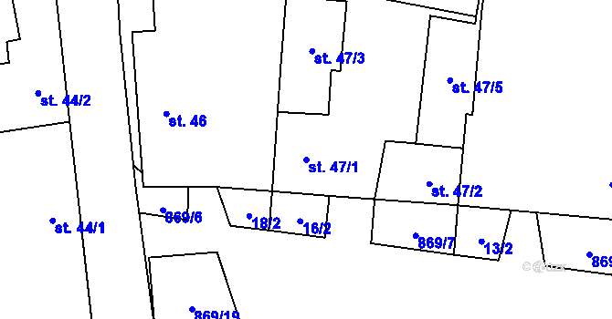 Parcela st. 47/1 v KÚ Lukavice na Moravě, Katastrální mapa