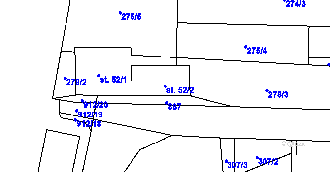 Parcela st. 52/2 v KÚ Lukavice na Moravě, Katastrální mapa